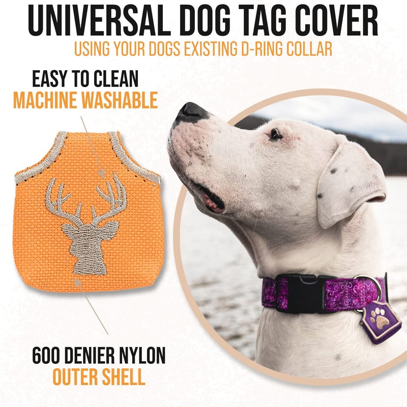Woofhoofâ€™s Dog Tag Silencer, Quiets Dog ID Tags, for Dogs and Cats, Orange Deer Head, 1.75 x 1.75 x .25 - Image 3